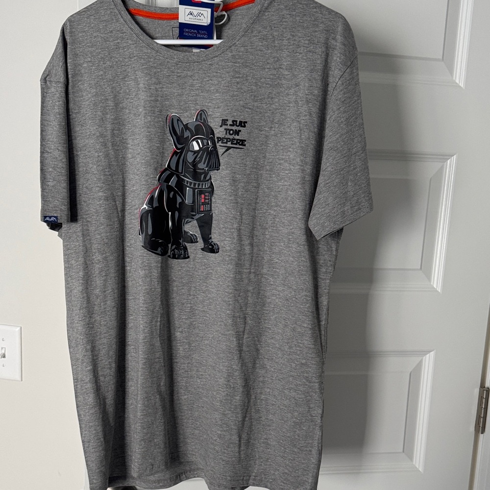 Disney Gray Star Wars Darth Vader Frenchie Graphic Tee